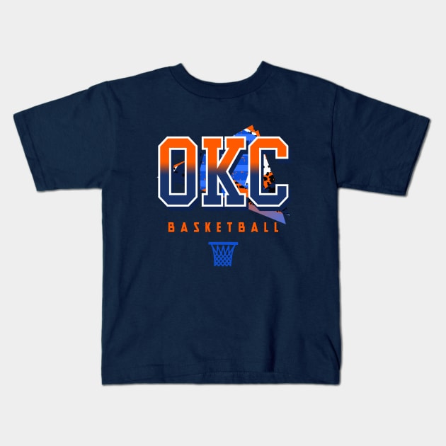 Oklahoma City Retro Basketball Kids T-Shirt by funandgames